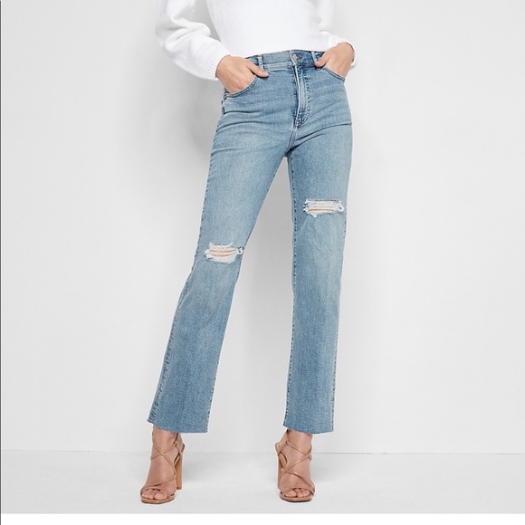 Modern straight super high rise medium wash Express jeans - Picture 2 of 7